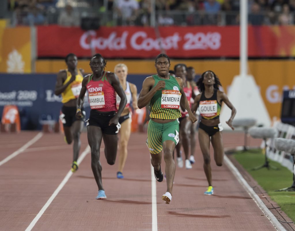 GOLD COAST, AUSTRALIA - APRIL 13: Caster Semenya of South Africa in action during the Women's 800m Final's on day 9 of the Gold Coast 2018 Commonwealth Games at Carrara Athletics Stadium on April 13, 2018 in Gold Coast, Australia. (Photo by Anton Geyser/Gallo Images)